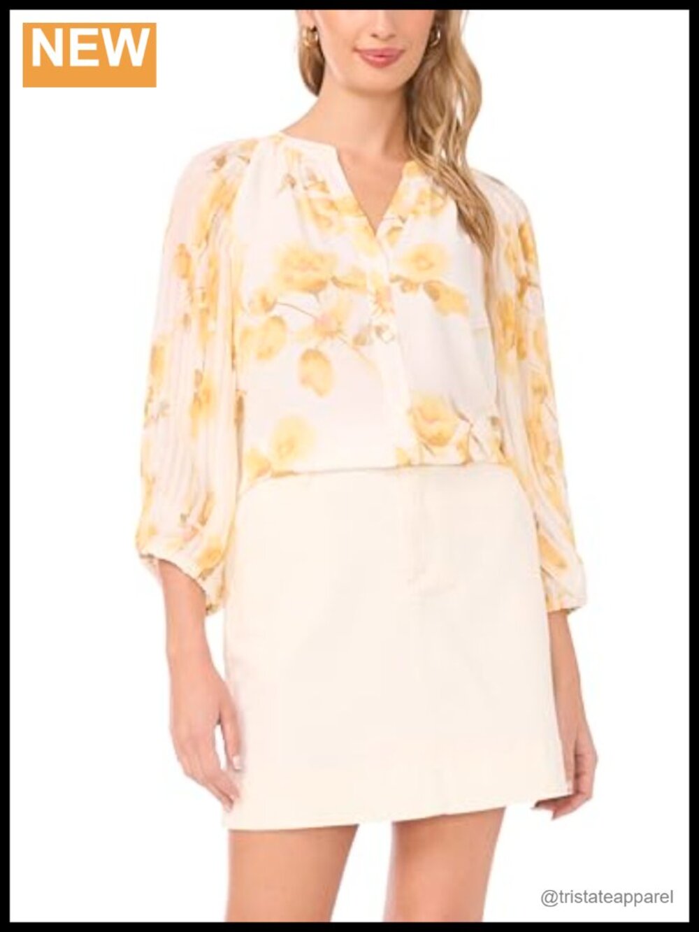 Pleated Raglan Button Up Blouse - Women's Tops